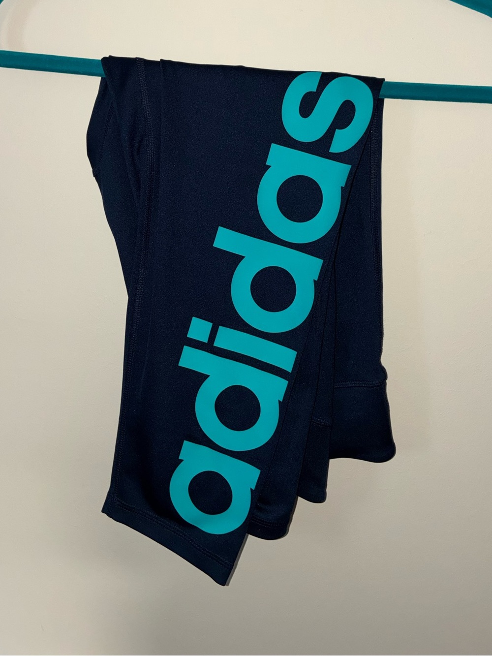 adidas Navy Leggings with Teal Logo